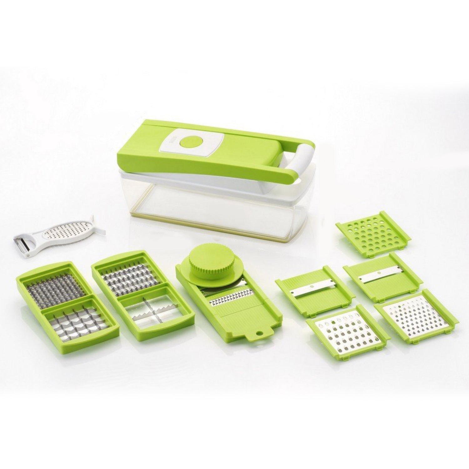 House of Sensation Snowpearl quick dicer, 14-in-1, various angles. House of Sensation Snowpearl quick dicer, 14-in-1, various angles.